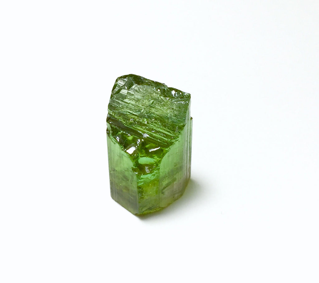 Apple Green Pink Cap Tourmaline Crystal