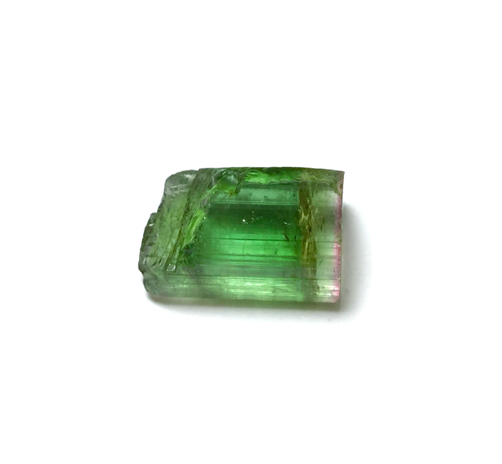Apple Green Pink Cap Tourmaline Crystal
