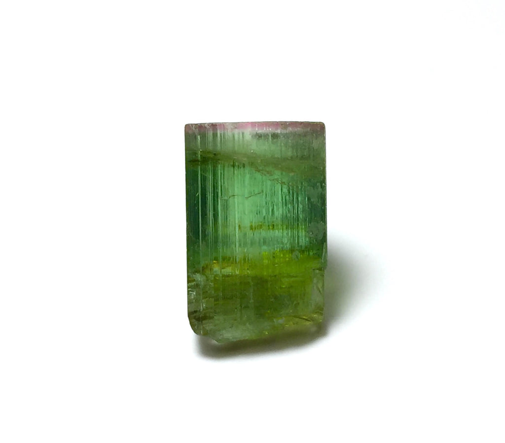 Apple Green Pink Cap Tourmaline Crystal