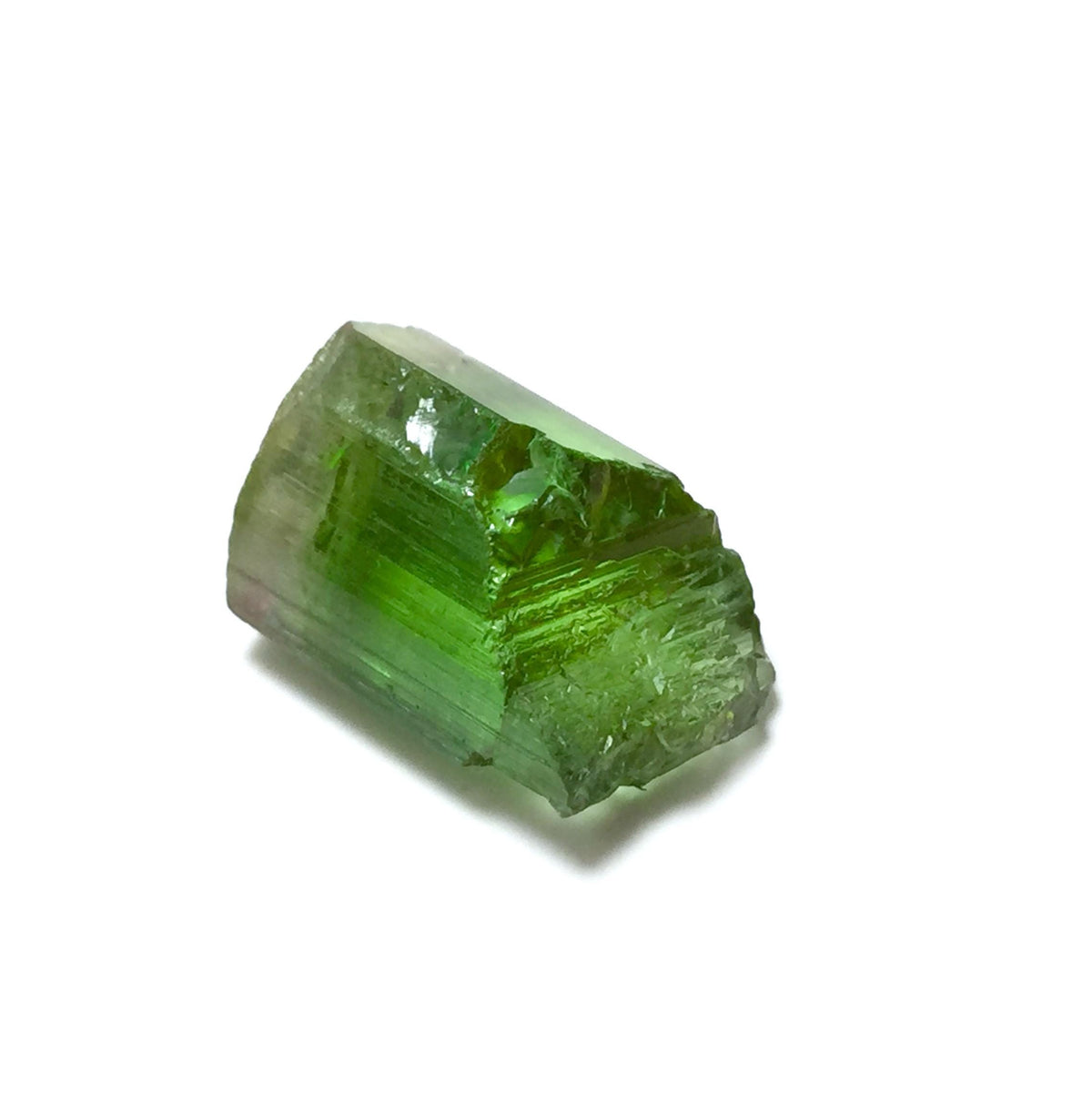 Apple Green Pink Cap Tourmaline Crystal
