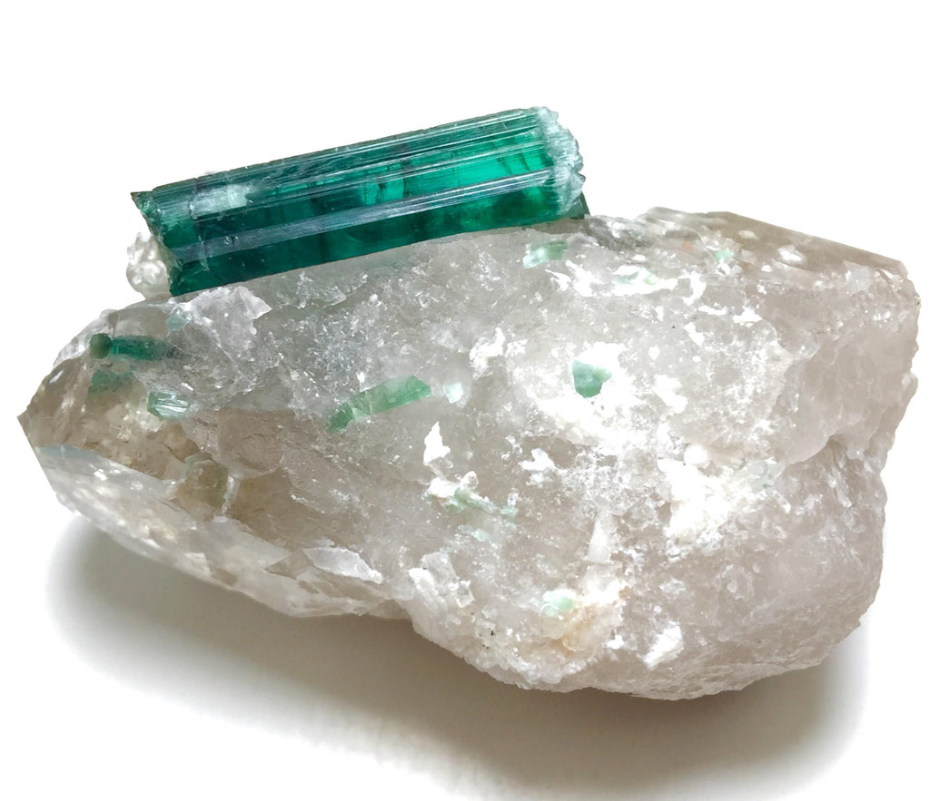 Natural Blue Indicolite Tourmaline Cluster with Qurtaz