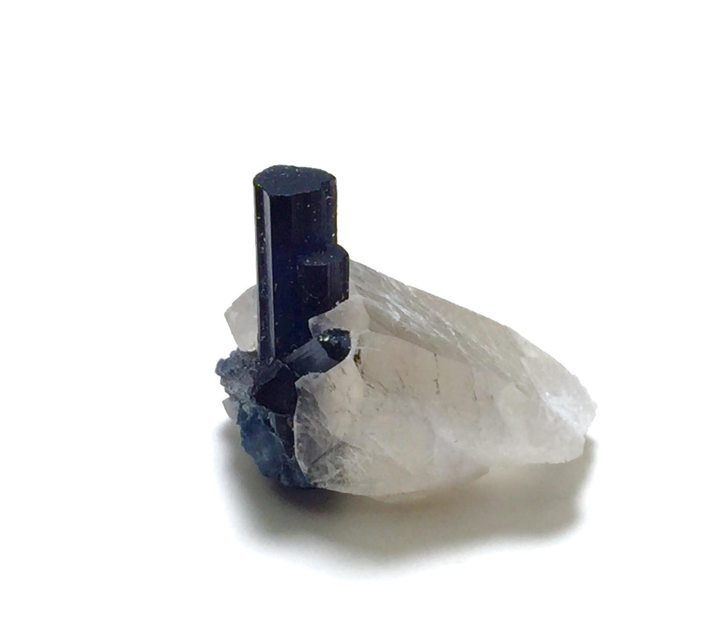 Blue Cap Tourmaline With Smoky Quartz, Tourmaline Crystals