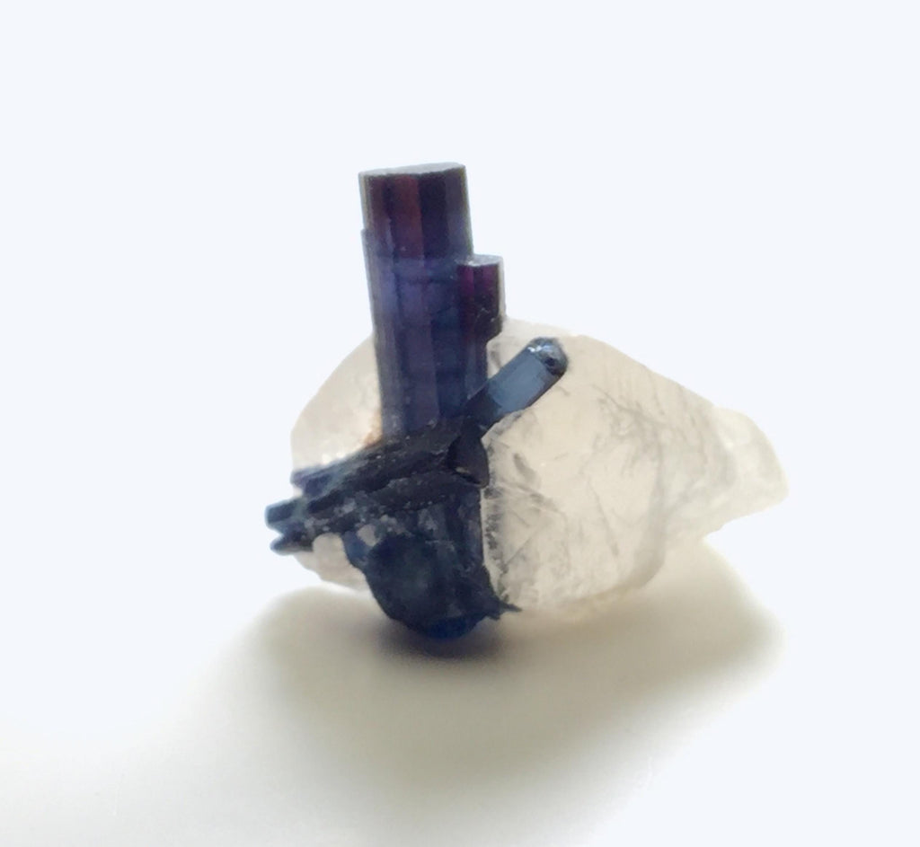 Blue Cap Tourmaline With Smoky Quartz, Tourmaline Crystals