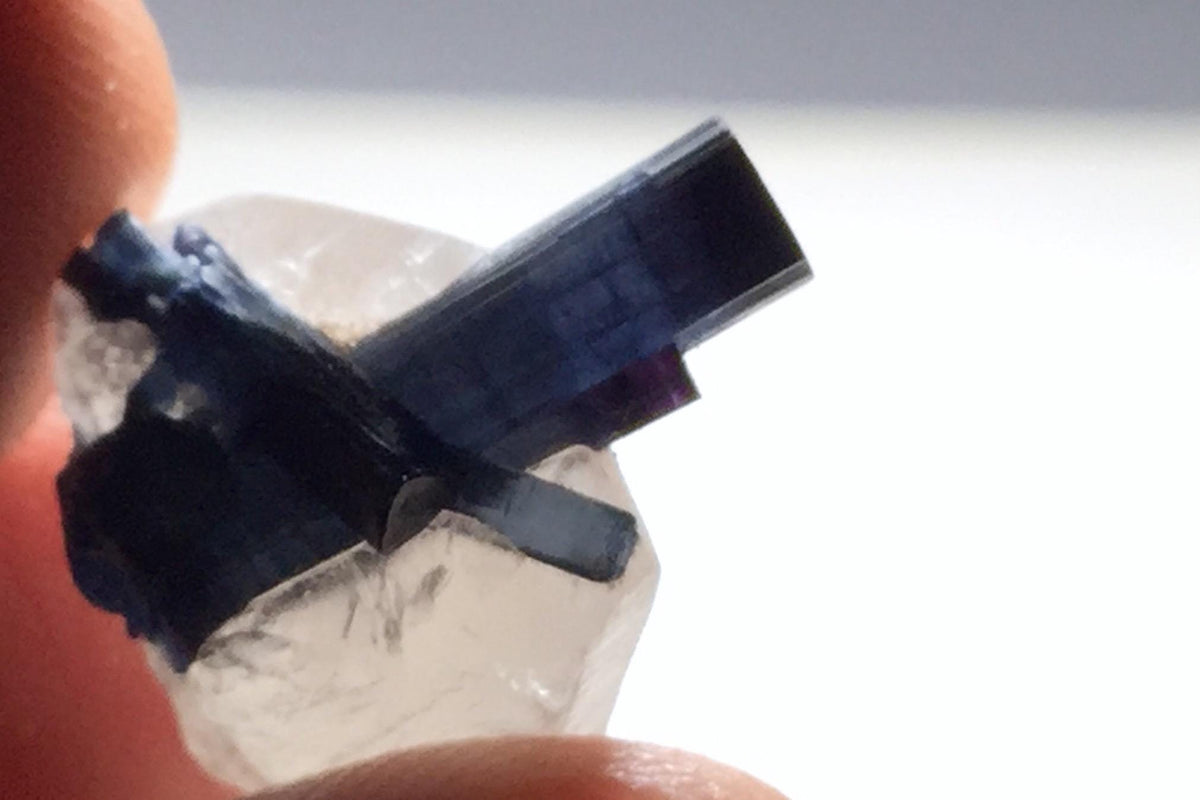 Blue Cap Tourmaline With Smoky Quartz, Tourmaline Crystals