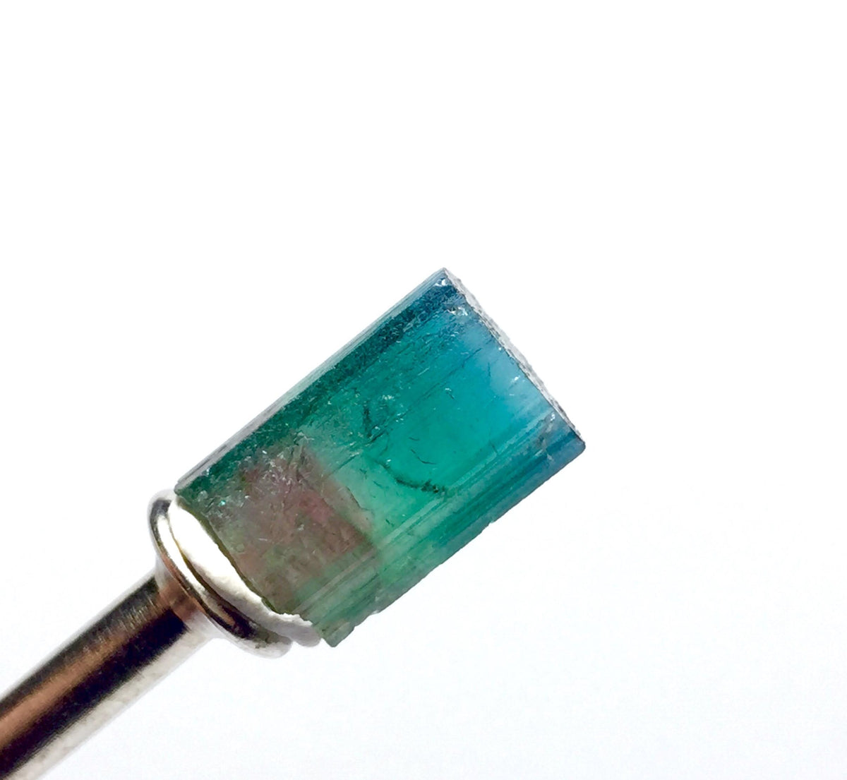 Neon Electric Blue Cap Bi Tourmaline Crystal
