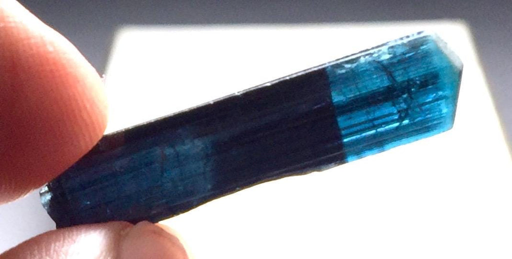 Rare 19ct Bi-Color Blue Tourmaline Crystal from Pech Mine, Afghanistan