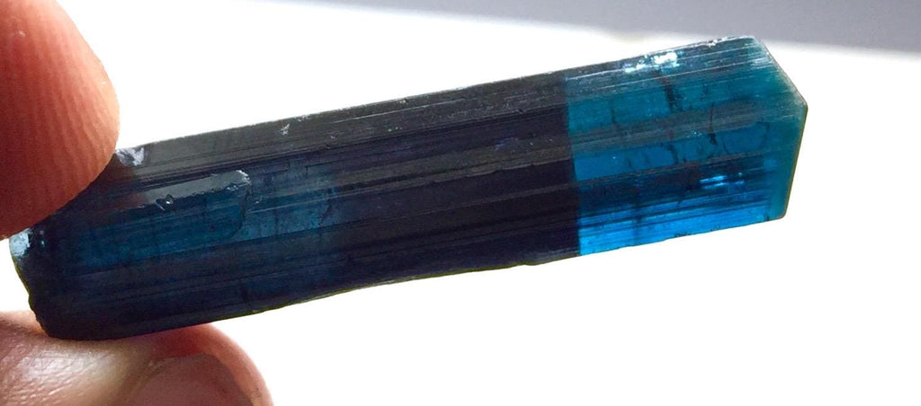Rare 19ct Bi-Color Blue Tourmaline Crystal from Pech Mine, Afghanistan