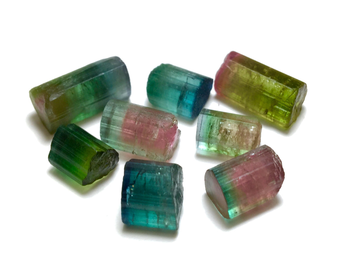 34.5 CT Natural Watermelon Tourmaline Lot - Blue Cap Crystals from Peche Mine, Afghanistan
