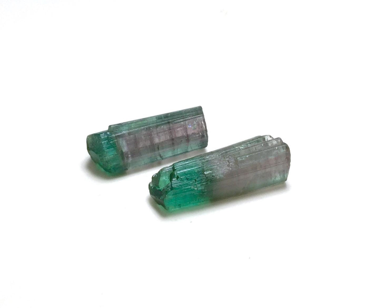 Raw Watermelon Tourmaline Crystals - 11.4 Carat Pair from Peche Mine, Afghanistan