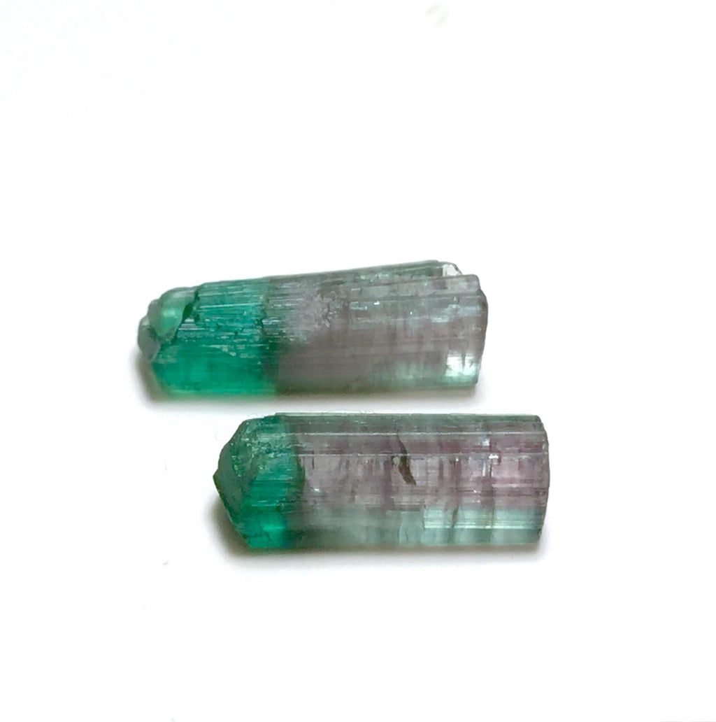 Raw Watermelon Tourmaline Crystals - 11.4 Carat Pair from Peche Mine, Afghanistan