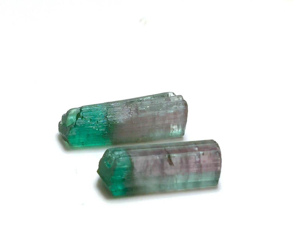Raw Watermelon Tourmaline Crystals - 11.4 Carat Pair from Peche Mine, Afghanistan