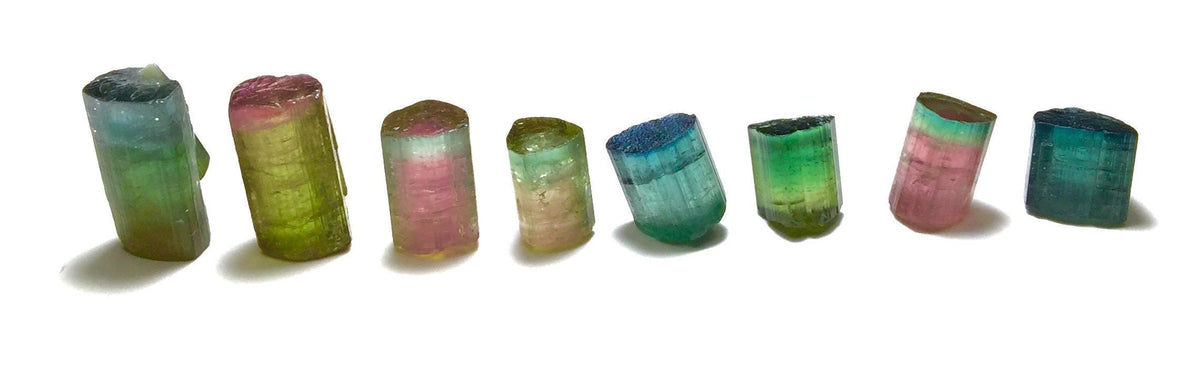 34.5 CT Natural Watermelon Tourmaline Lot - Blue Cap Crystals from Peche Mine, Afghanistan