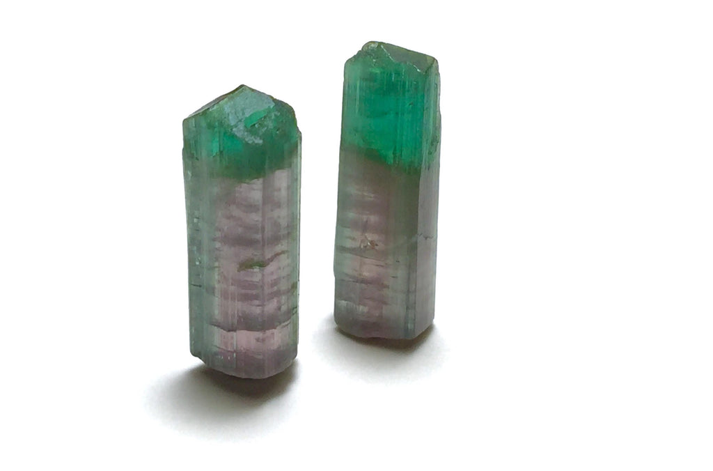 Raw Watermelon Tourmaline Crystals - 11.4 Carat Pair from Peche Mine, Afghanistan