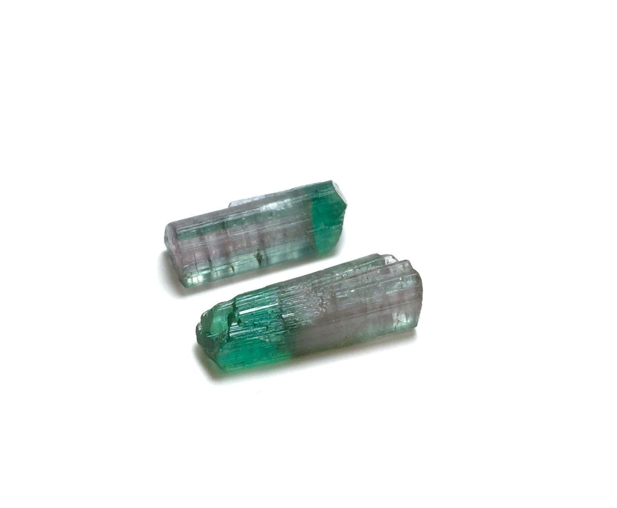 Raw Watermelon Tourmaline Crystals - 11.4 Carat Pair from Peche Mine, Afghanistan
