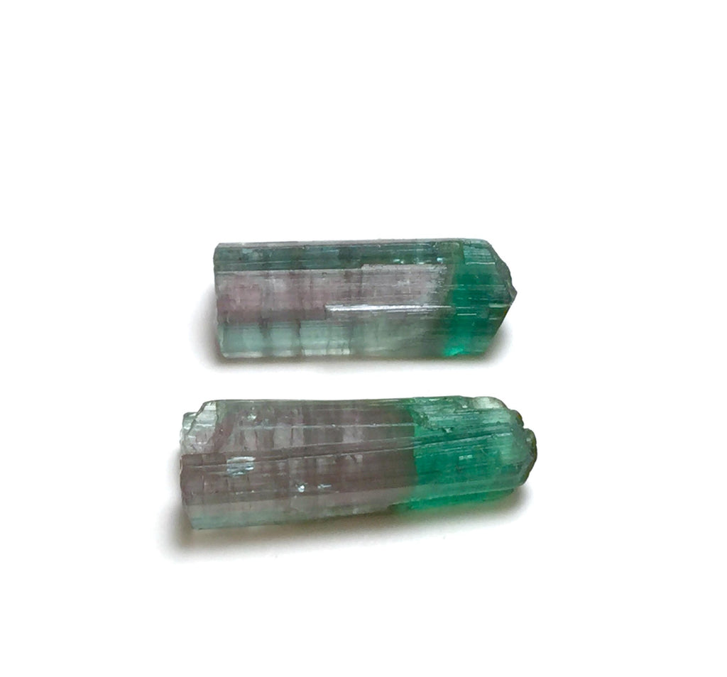 Raw Watermelon Tourmaline Crystals - 11.4 Carat Pair from Peche Mine, Afghanistan