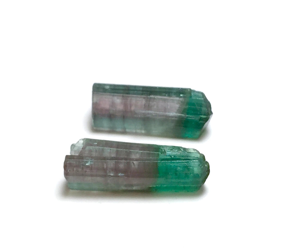 Raw Watermelon Tourmaline Crystals - 11.4 Carat Pair from Peche Mine, Afghanistan