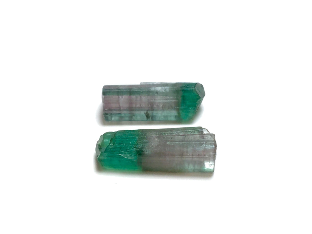 Raw Watermelon Tourmaline Crystals - 11.4 Carat Pair from Peche Mine, Afghanistan