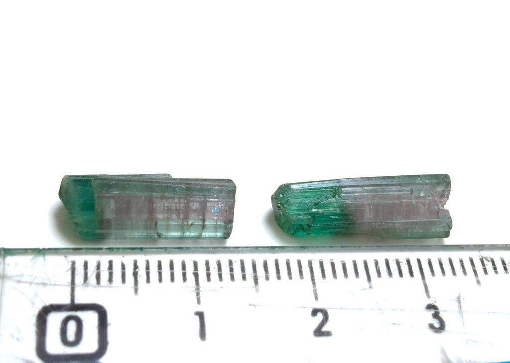 Raw Watermelon Tourmaline Crystals - 11.4 Carat Pair from Peche Mine, Afghanistan
