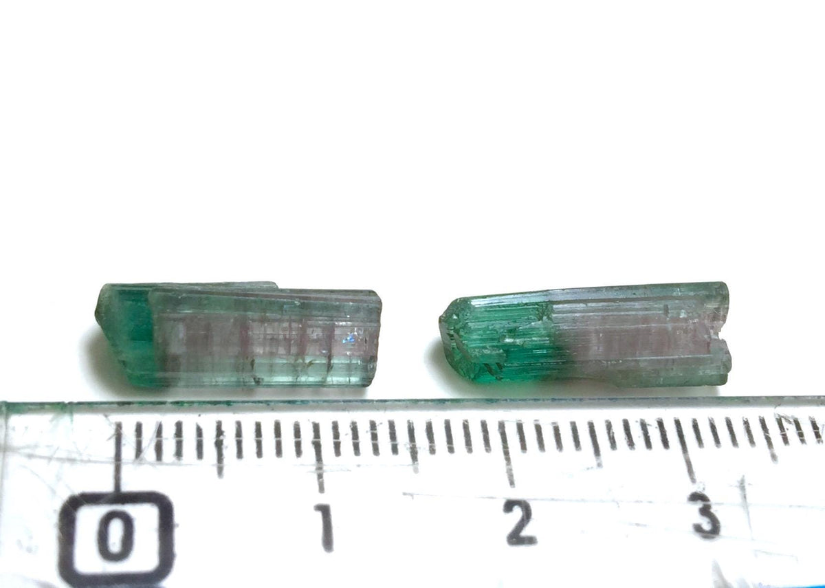 Raw Watermelon Tourmaline Crystals - 11.4 Carat Pair from Peche Mine, Afghanistan