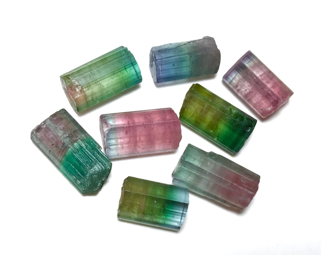 27 Carat Natural Watermelon Tourmaline Crystal Lot - Peche Mine Afghanistan - Untreated Bi-Color Tourmaline Specimens