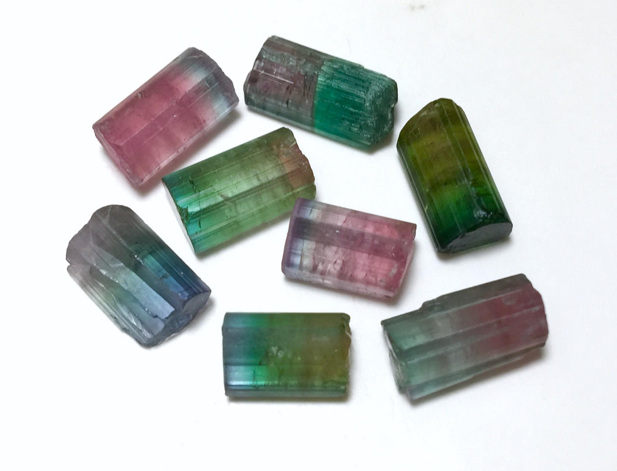 27 Carat Natural Watermelon Tourmaline Crystal Lot - Peche Mine Afghanistan - Untreated Bi-Color Tourmaline Specimens