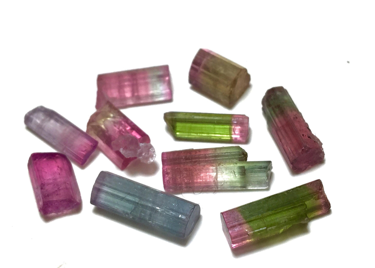 Bi-Color Tourmaline Crystal Lot | Paprok Mine Afghanistan | Jewelry Grade Terminated Crystals