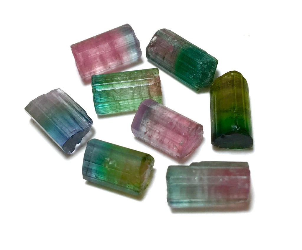 27 Carat Natural Watermelon Tourmaline Crystal Lot - Peche Mine Afghanistan - Untreated Bi-Color Tourmaline Specimens