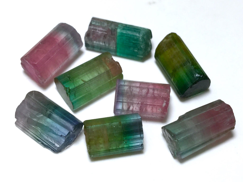 27 Carat Natural Watermelon Tourmaline Crystal Lot - Peche Mine Afghanistan - Untreated Bi-Color Tourmaline Specimens
