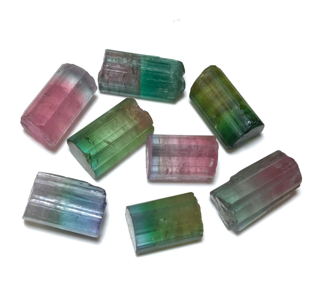 27 Carat Natural Watermelon Tourmaline Crystal Lot - Peche Mine Afghanistan - Untreated Bi-Color Tourmaline Specimens