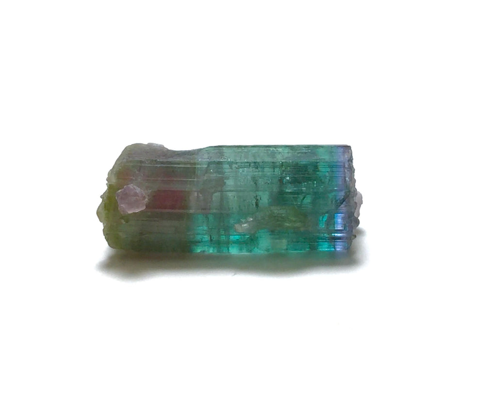 Rare 10.5 Carat Bi-Color Watermelon Tourmaline Crystal with Purple Cap & Albite - Peche Mine, Afghanistan