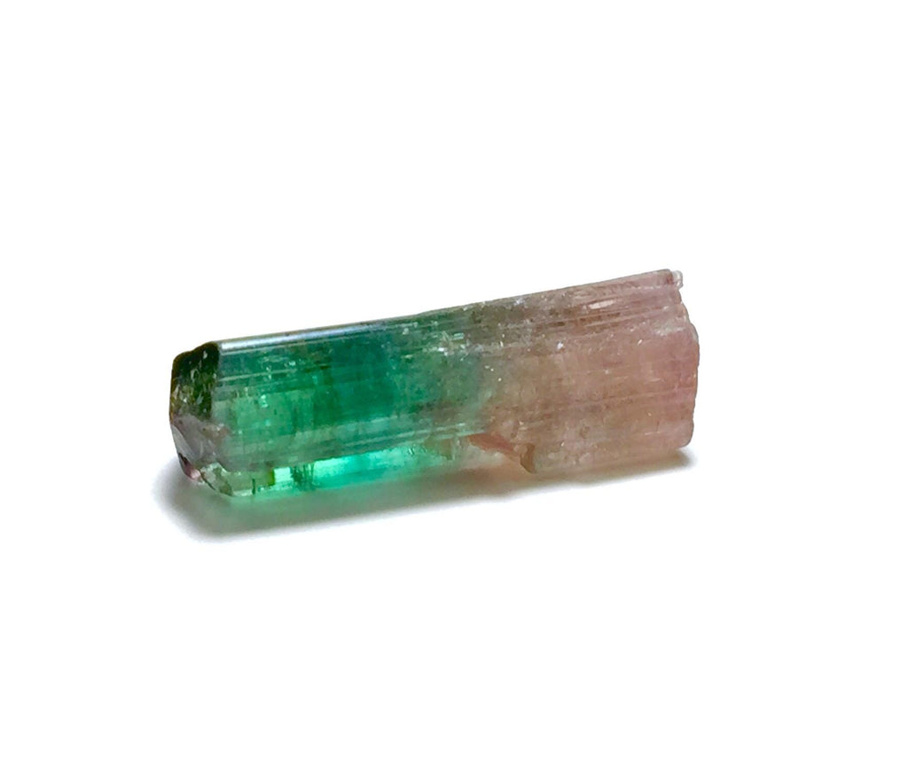 13.6 Carat Natural Bi-Color Tourmaline Crystal - Large Pendant Size Specimen from Paprok Mine, Afghanistan