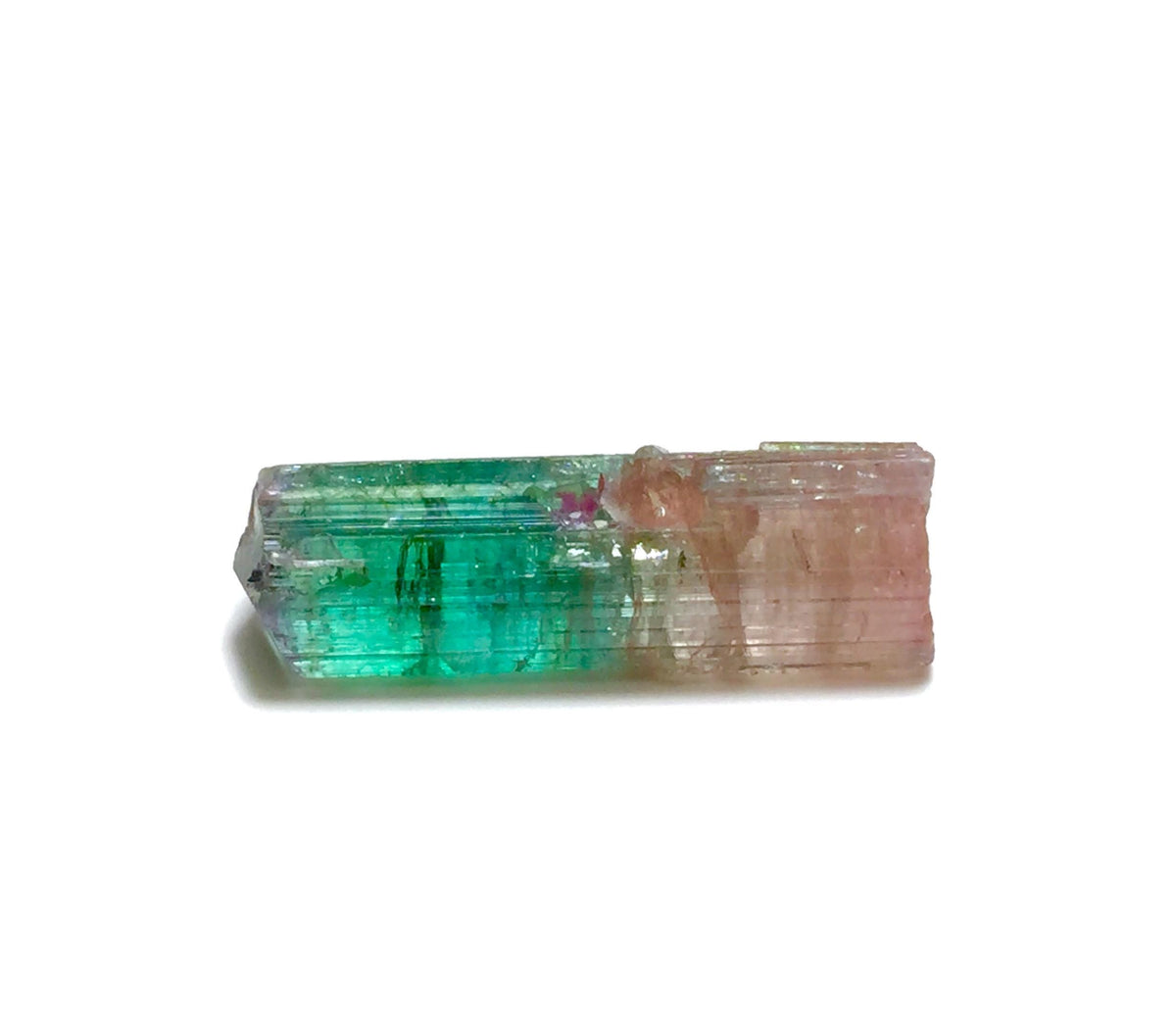 13.6 Carat Natural Bi-Color Tourmaline Crystal - Large Pendant Size Specimen from Paprok Mine, Afghanistan