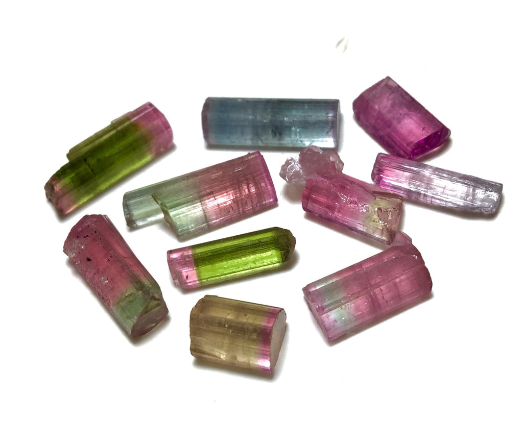 Bi-Color Tourmaline Crystal Lot | Paprok Mine Afghanistan | Jewelry Grade Terminated Crystals
