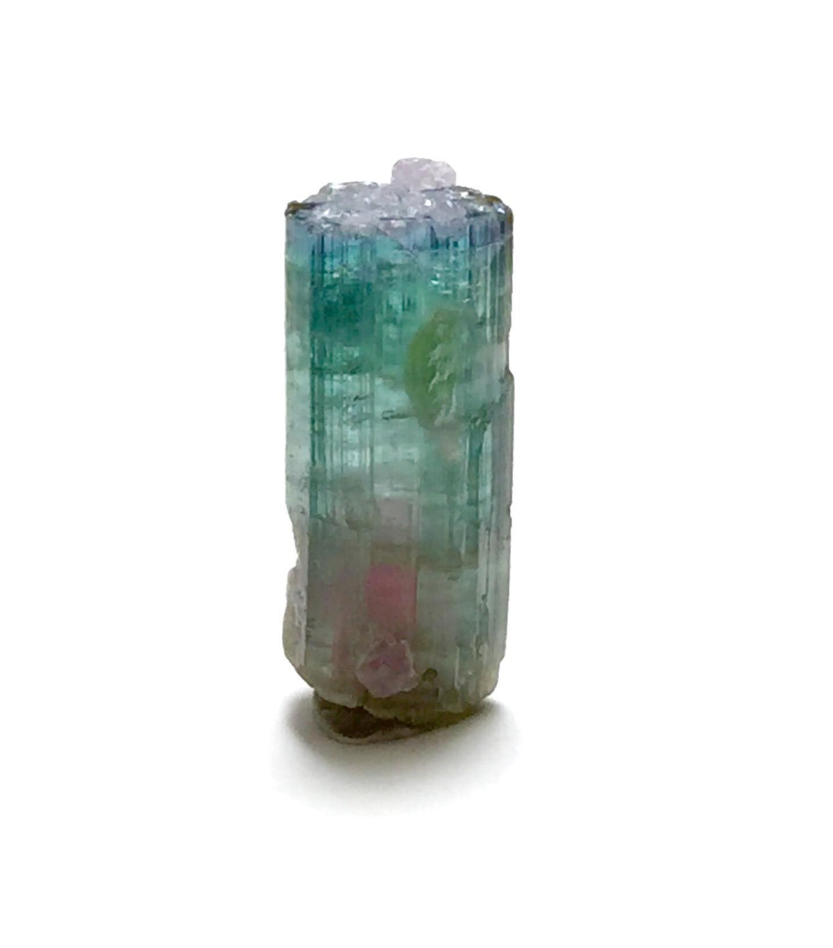 Rare 10.5 Carat Bi-Color Watermelon Tourmaline Crystal with Purple Cap & Albite - Peche Mine, Afghanistan