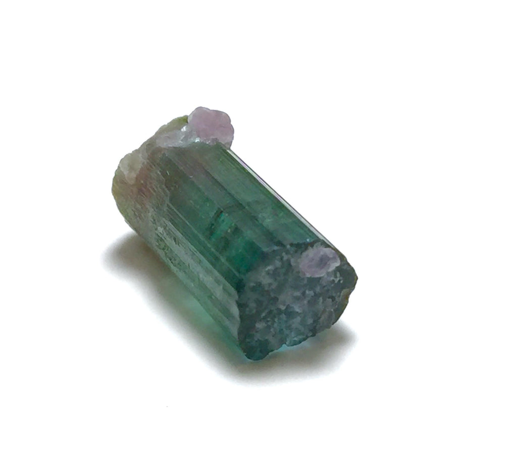 Rare 10.5 Carat Bi-Color Watermelon Tourmaline Crystal with Purple Cap & Albite - Peche Mine, Afghanistan
