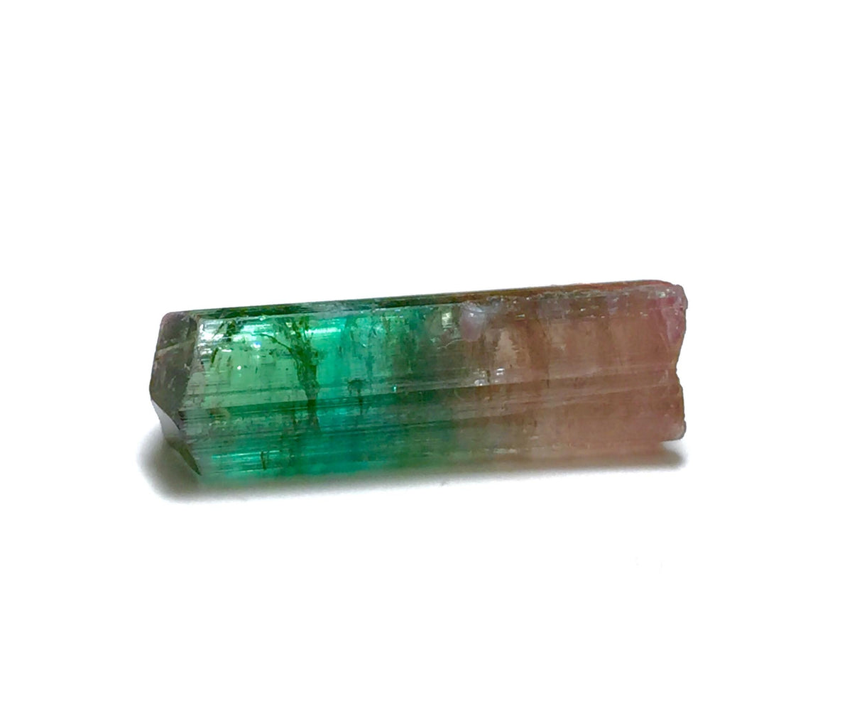 13.6 Carat Natural Bi-Color Tourmaline Crystal - Large Pendant Size Specimen from Paprok Mine, Afghanistan