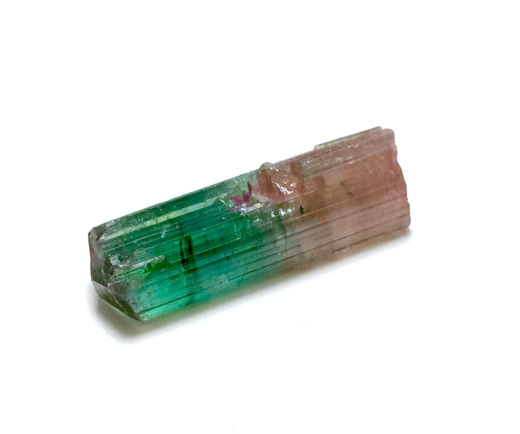 13.6 Carat Natural Bi-Color Tourmaline Crystal - Large Pendant Size Specimen from Paprok Mine, Afghanistan
