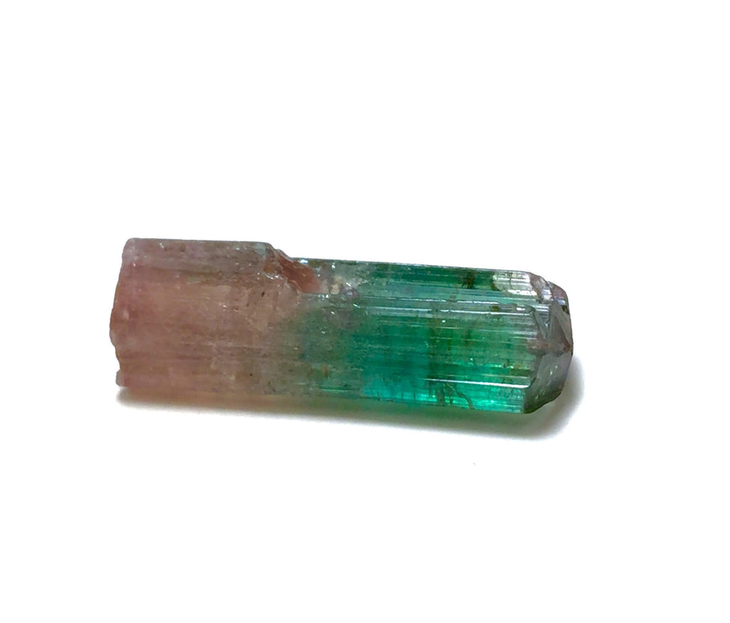 13.6 Carat Natural Bi-Color Tourmaline Crystal - Large Pendant Size Specimen from Paprok Mine, Afghanistan