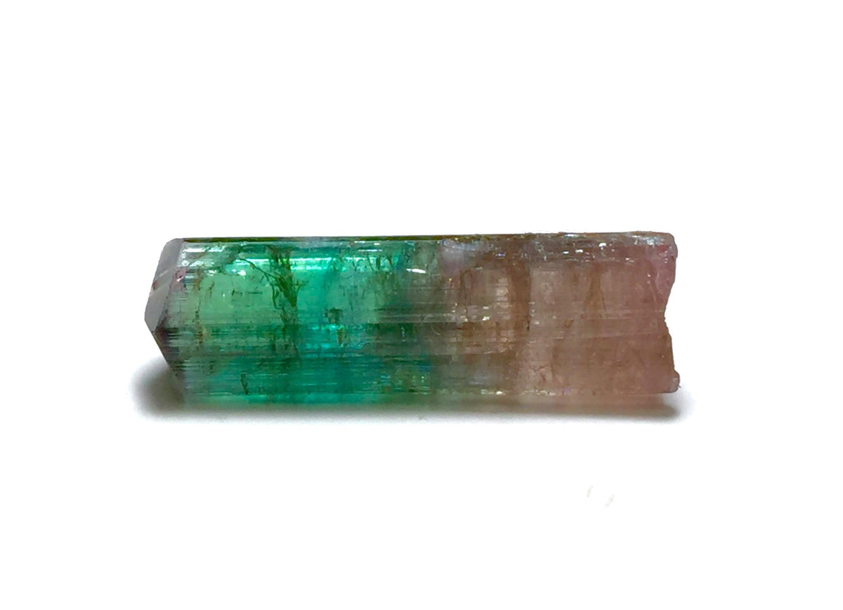 13.6 Carat Natural Bi-Color Tourmaline Crystal - Large Pendant Size Specimen from Paprok Mine, Afghanistan