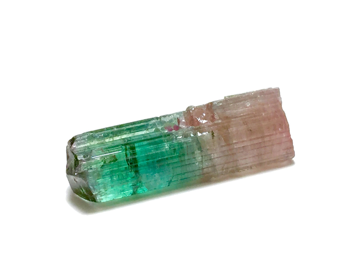13.6 Carat Natural Bi-Color Tourmaline Crystal - Large Pendant Size Specimen from Paprok Mine, Afghanistan