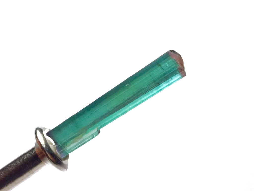 Bi-Color Tourmaline Crystal - Natural Green & Pink Pendant Size Specimen from Peche Mine
