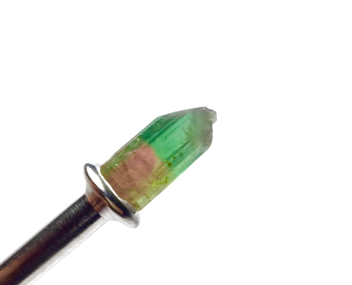 5.8 Carat Bi-Color Tourmaline Crystal - Natural Green & Pink Pendant Size Specimen from Peche Mine