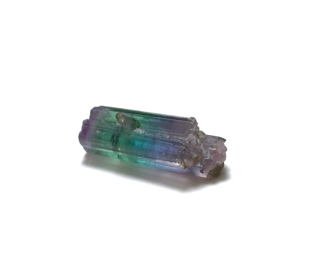 Rare Tri-Color Tourmaline Crystal – Purple, Blue, & Green Double Terminated Specimen from Peche Mine