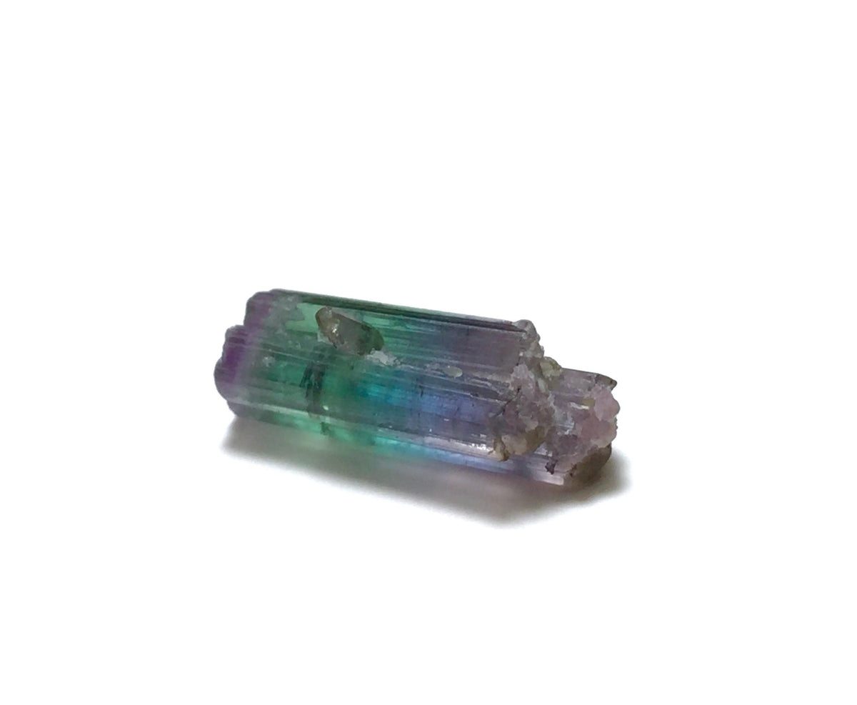 Rare Tri-Color Tourmaline Crystal – Purple, Blue, & Green Double Terminated Specimen from Peche Mine