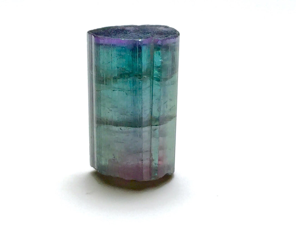 10.9 Carat Purple Cap Rainbow Tourmaline – Rare Tri-Color Terminated Crystal from Peche Mine