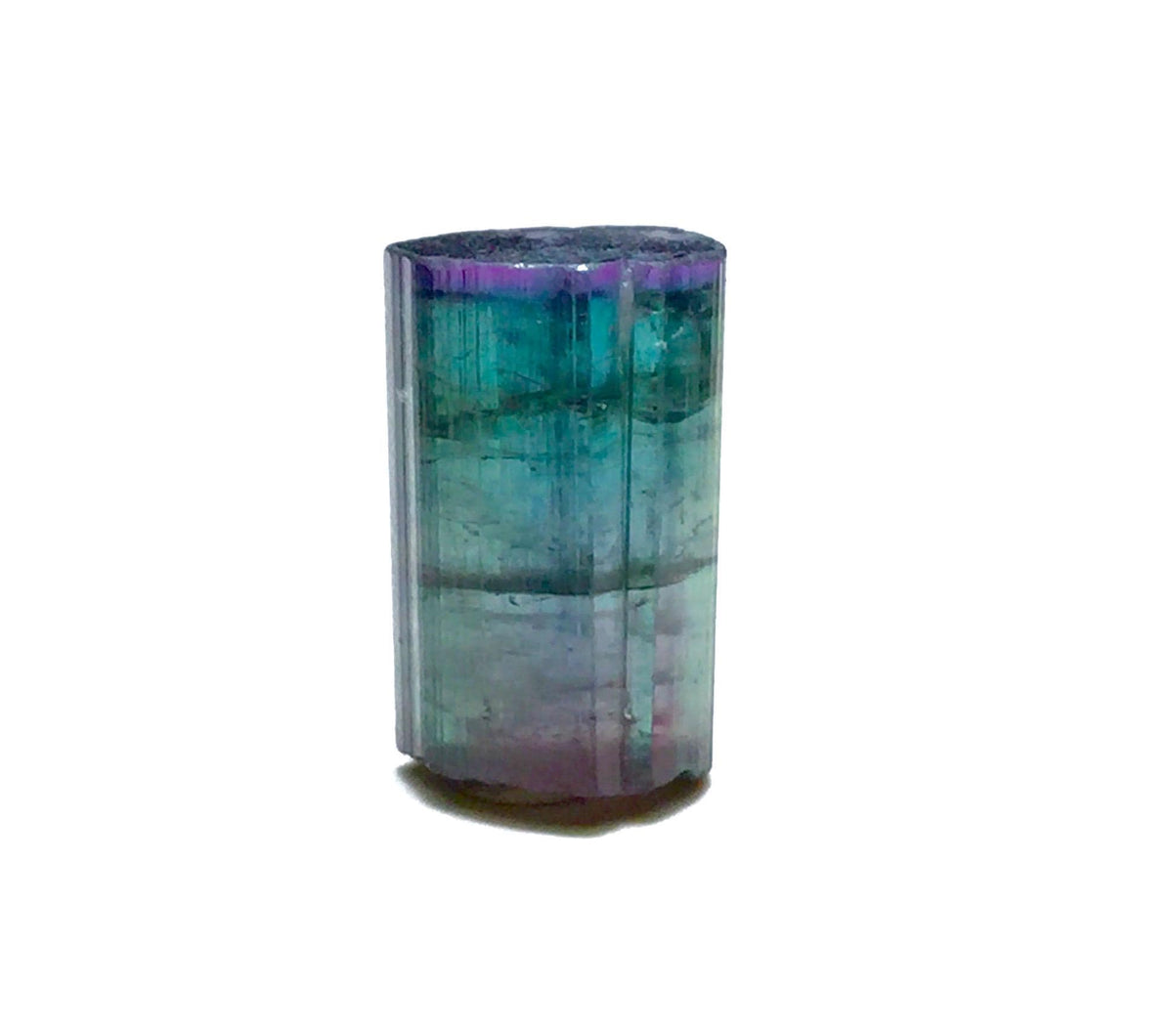 10.9 Carat Purple Cap Rainbow Tourmaline – Rare Tri-Color Terminated Crystal from Peche Mine