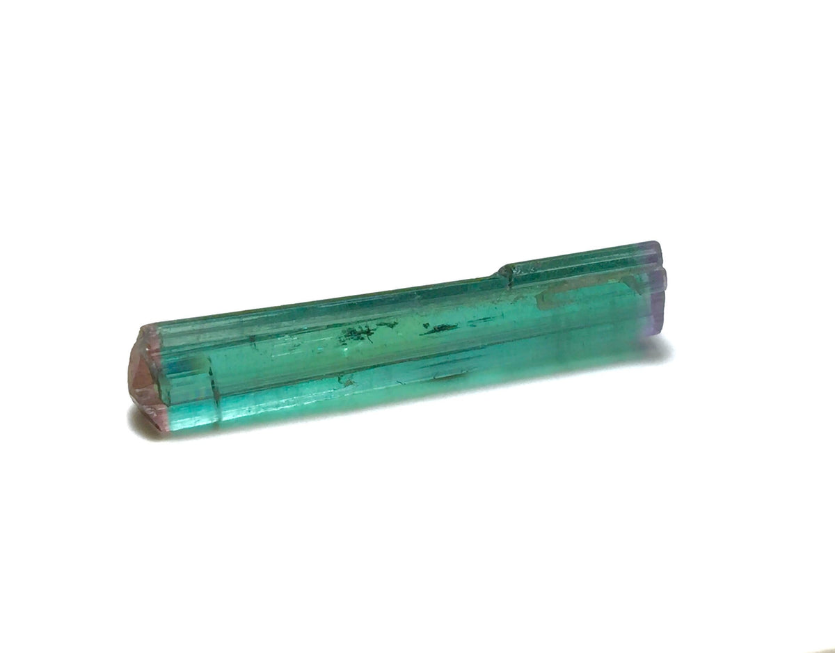 Bi-Color Tourmaline Crystal - Natural Green & Pink Pendant Size Specimen from Peche Mine