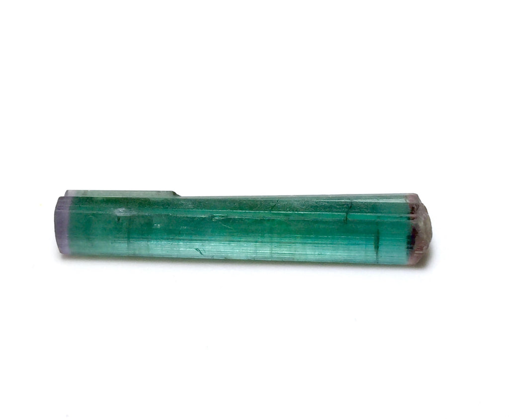 Bi-Color Tourmaline Crystal - Natural Green & Pink Pendant Size Specimen from Peche Mine