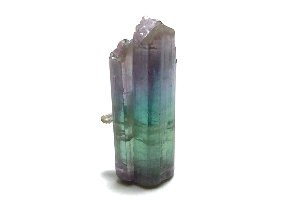 Rare Tri-Color Tourmaline Crystal – Purple, Blue, & Green Double Terminated Specimen from Peche Mine